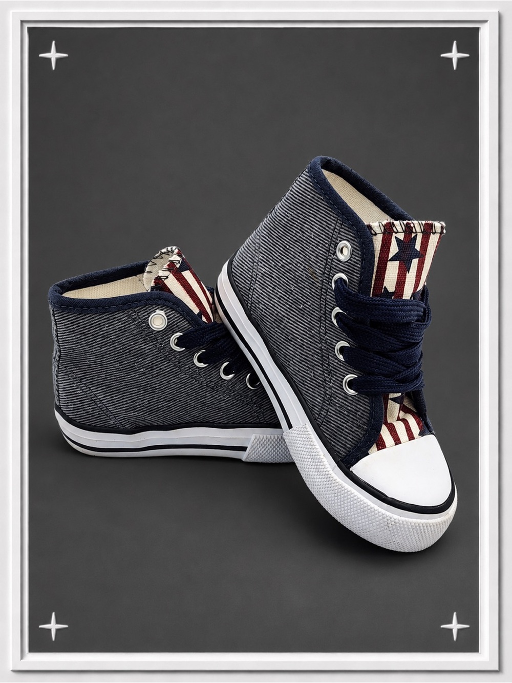 Patriotic High-Top Lace-Up Canvas Sneakers | Kid's 7